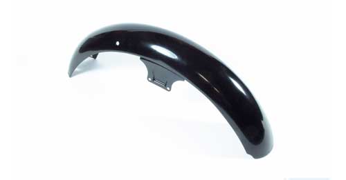 Kotflügel in schwarz gepulvert in Original-Form mit Haltebügel